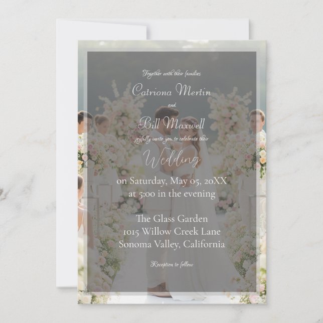 Elegant Custom Photo Wedding Invitation Einladung (Vorderseite)