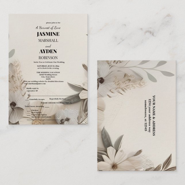Elegant Custom Wedding Einladungen (Vorne/Hinten)
