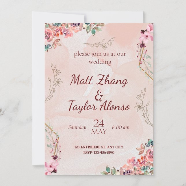 Elegant Custom Wedding Einladungen (Vorderseite)