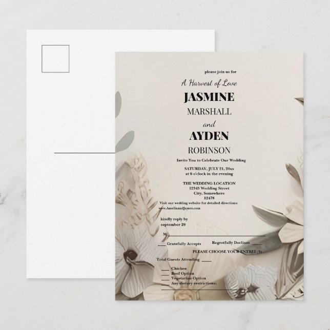 Elegant Custom Wedding Einladungen (Vorne/Hinten)