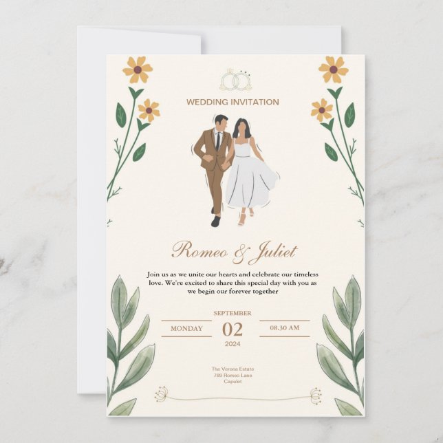 Elegant Custom Wedding Einladungen (Vorderseite)