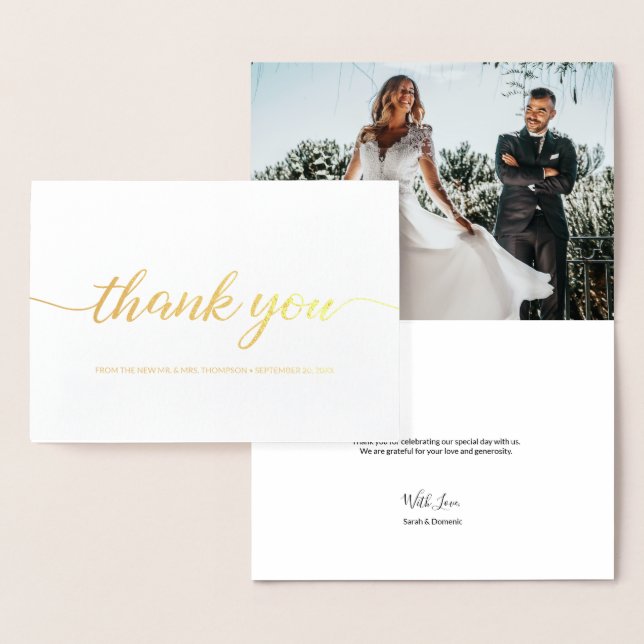 Elegant Custom Wedding Foto Script vielen Dank Folienkarte (Anzeige)