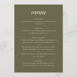 Elegant Custom Wedding Menu Template Olive Moss Menükarte