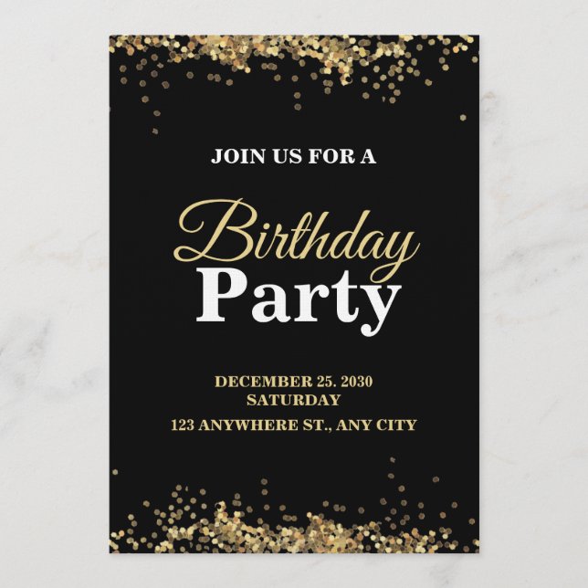 Elegant Customizable Birthday Invite Stylish card Einladung (Vorderseite)