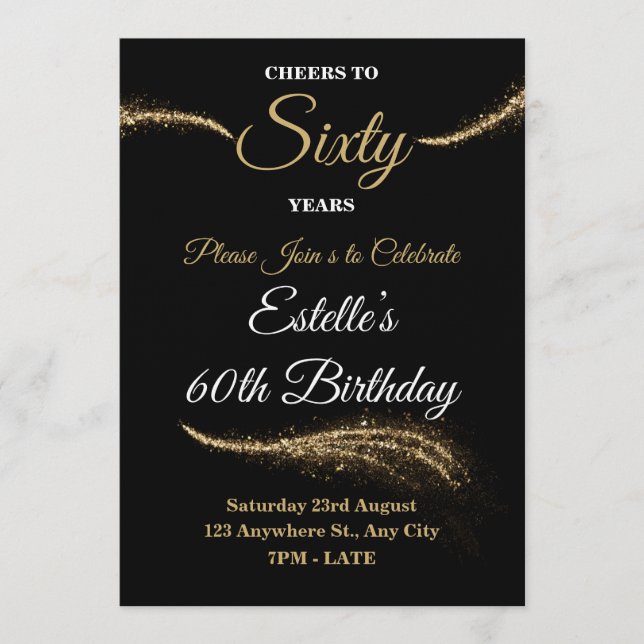 Elegant Customizable Birthday Invite Stylish Card Einladung (Vorderseite)