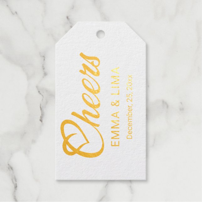 Elegant Customizable Gold Foil Holiday Label Gift  Geschenkanhänger (Vorderseite)