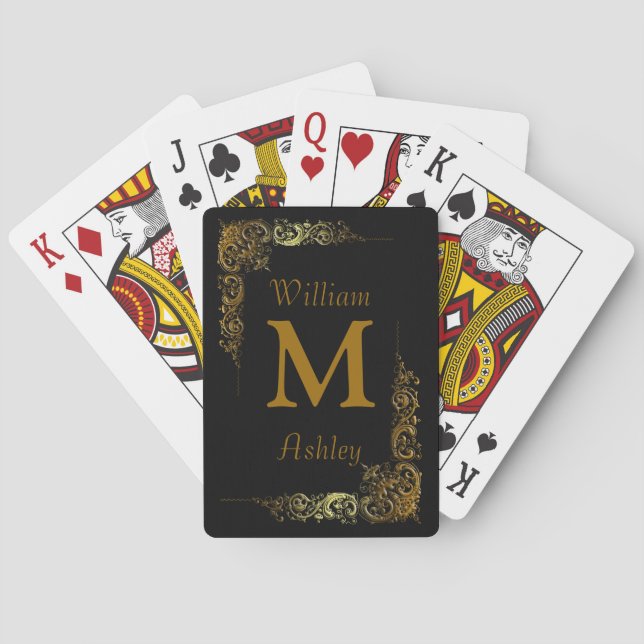 Elegant Customized Monogrammed Playing Cards Spielkarten (Rückseite)