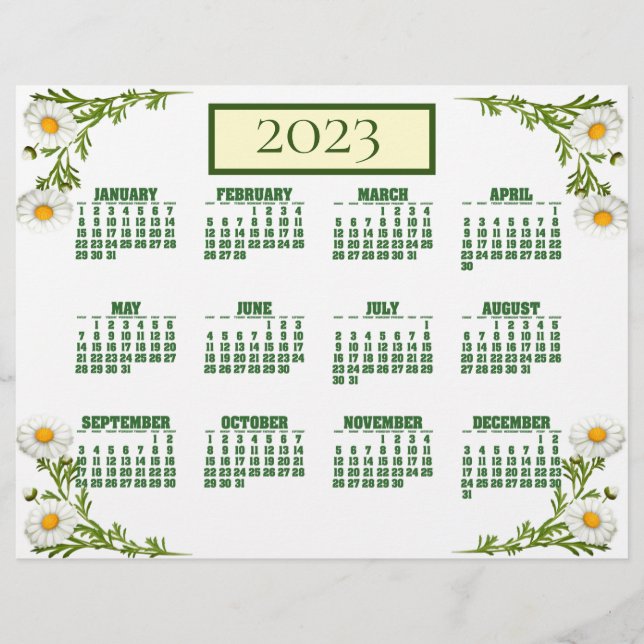 Elegant Cut Daisies 2023 Calendar Flyer (Vorne)