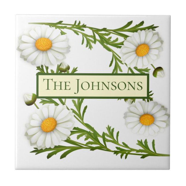 Elegant Cut Daisies Fliese (Vorderseite)