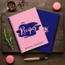 Elegant, Cute Recipe Journal (Pink & Indigo Blue)