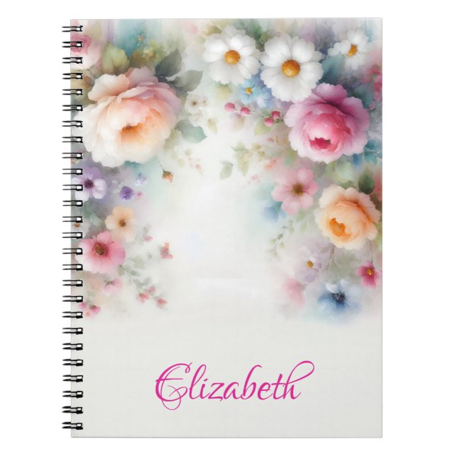 Elegant Cute Watercolor Aquarell Floral Painting Notizblock (Vorderseite)