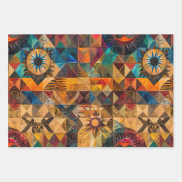 Elegant Cyan "Inherited Artistry" Wrap Matte Paper Geschenkpapier Set