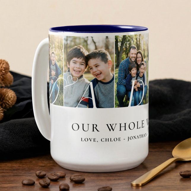 Elegant Daddy Photo Collage Fathers Day keepsake Zweifarbige Tasse (Elegant Daddy Photo Collage Fathers Day keepsake Two-Tone Coffee Mug)