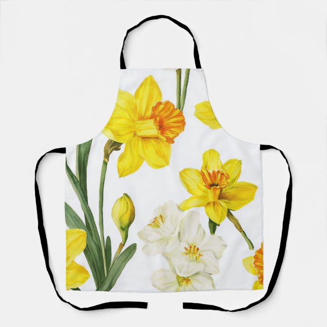 Elegant Daffodil Floral Pattern Kitchen Wear Schürze (Vorderseite)