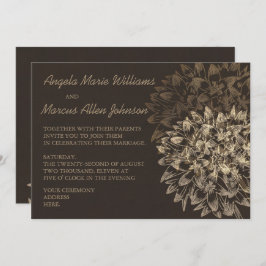 Elegant Dahlia Brown Floral Wedding Einladung