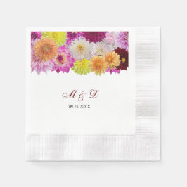 Elegant Dahlia Florals Wedding Napkins Serviette