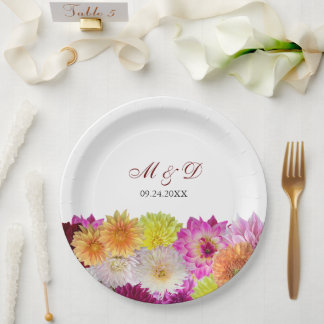 Elegant Dahlia Florals Wedding Pappteller
