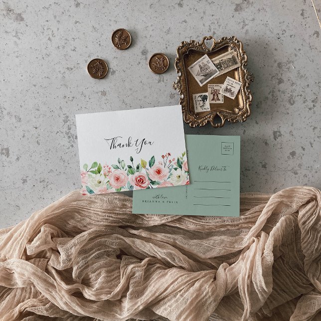 Elegant Dainty Autumn Floral Vielen Dank Postkarte (Von Creator hochgeladen)