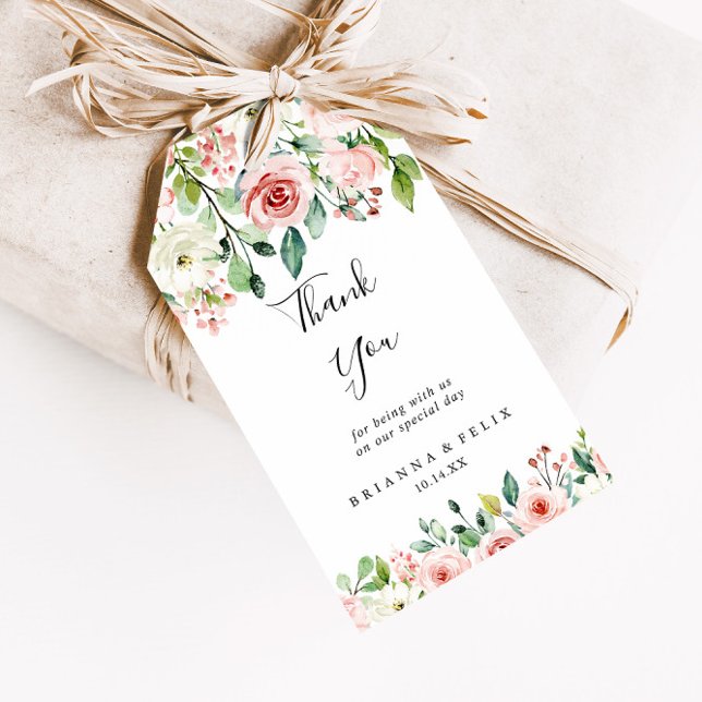 Elegant Dainty Autumn Floral Wedding Vielen Dank Geschenkanhänger (Von Creator hochgeladen)