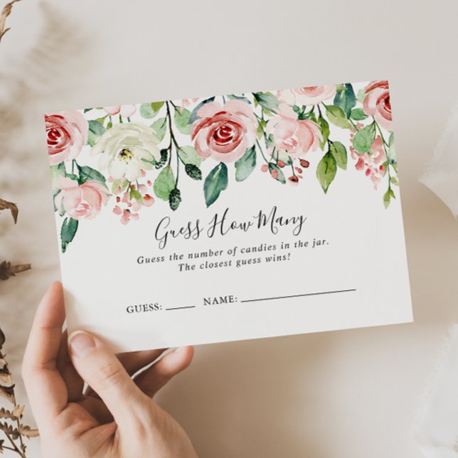 Elegant Dainty Floral Guess Wie viele Game Card Visitenkarte (Von Creator hochgeladen)