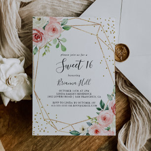 Elegant Dainty Floral Sweet 16 Geburtstagsparty Einladung