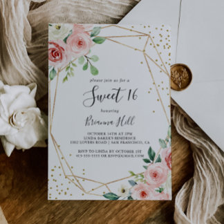 Elegant Dainty Floral Sweet 16 Geburtstagsparty Einladung