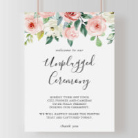 Elegant Dainty Floral Unplugged Zeremony Sign