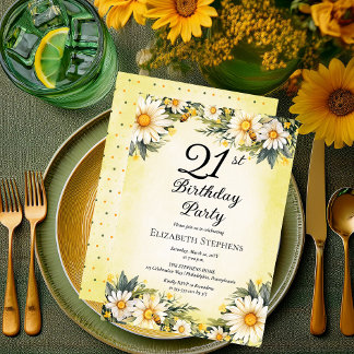 Elegant Daisies Garden Floral 21. Geburtstag Party Einladung