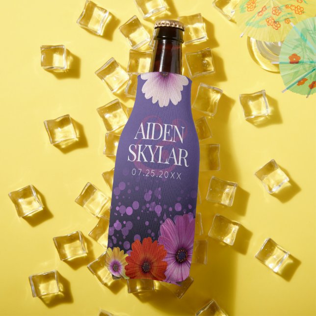 Elegant Daisies mit Lila Glitzer Hochzeit Flaschenkühler (In Situ Sommer)