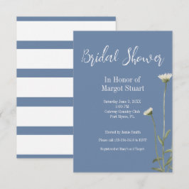 Elegant Daisy Blue Gray Script Striped Bridal