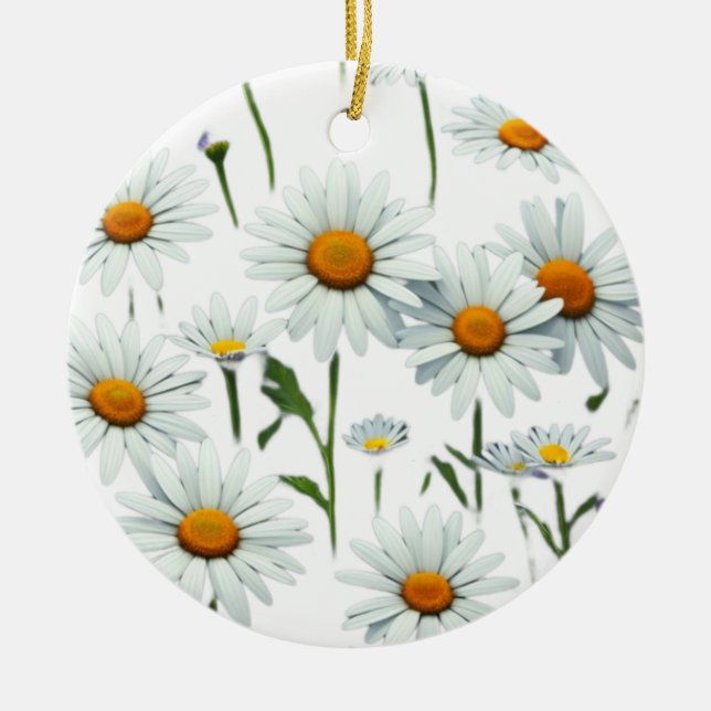 Elegant Daisy Boho Floral Christmas Keramik Ornament (Vorne)