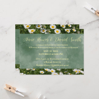 Elegant Daisy Green Katholic Wedding Einladung