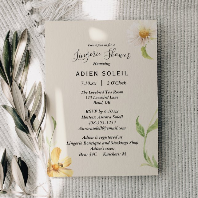 Elegant Daisy Lingerie Dusche Einladung (Von Creator hochgeladen)