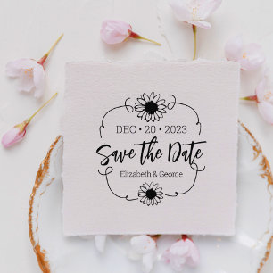 Elegant Daisy Save the Date Wedding Gummistempel
