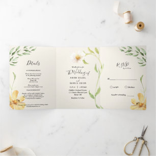 Elegant Daisy Trifold Einladung