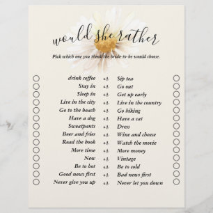 Elegant Daisy Two Sided Bingo Brautparty Games