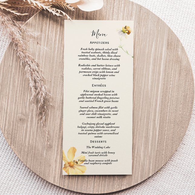 Elegant Daisy Wedding Flat Menu Menükarte (Von Creator hochgeladen)