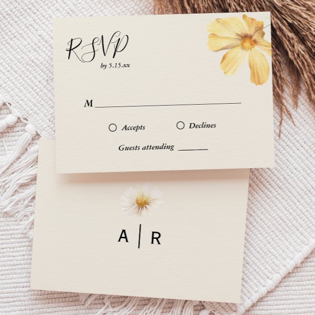 Elegant Daisy Wedding RSVP Card (Von Creator hochgeladen)