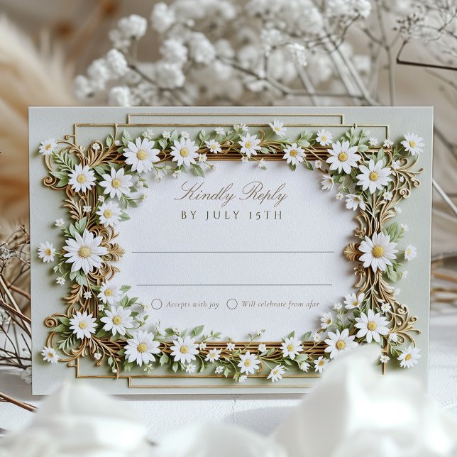 Elegant Daisy Wedding RSVP Card Einladung (Von Creator hochgeladen)