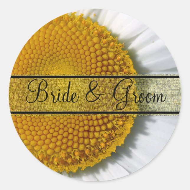Elegant Daisy Wedding Stickers (Vorderseite)