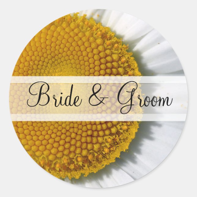 Elegant Daisy Wedding Stickers (Vorderseite)