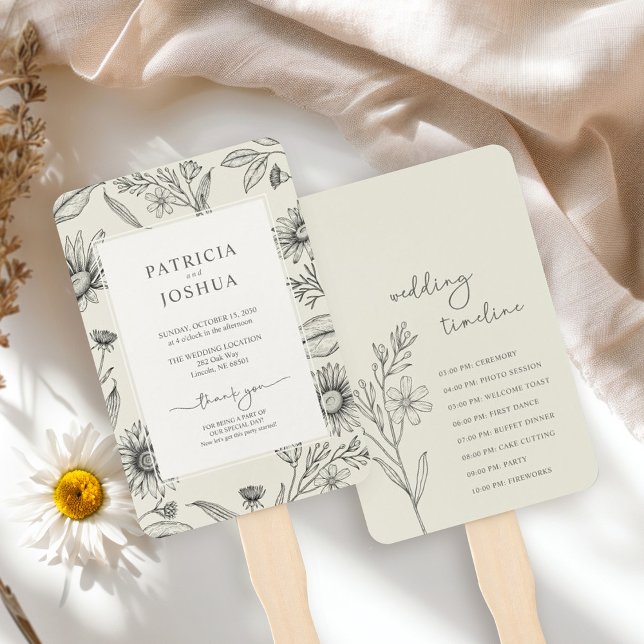 Elegant Daisy Wildblume Wedding Program Fächer (Von Creator hochgeladen)