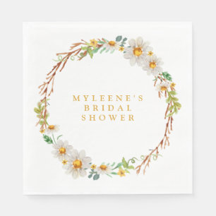 Elegant Daisy Wreath Brautparty Serviette