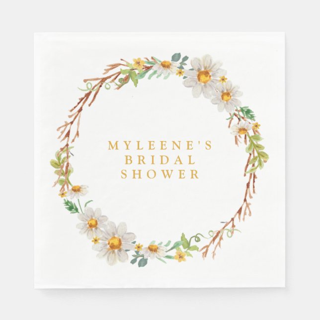 Elegant Daisy Wreath Brautparty Serviette (Vorderseite)