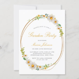 Elegant Daisy Wreath Garden Party Geburtstag Einladung
