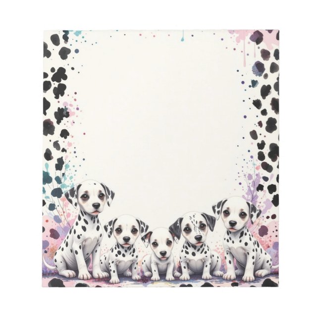 Elegant Dalmatian Dogs Whimsical Notizblock (Vorderseite)