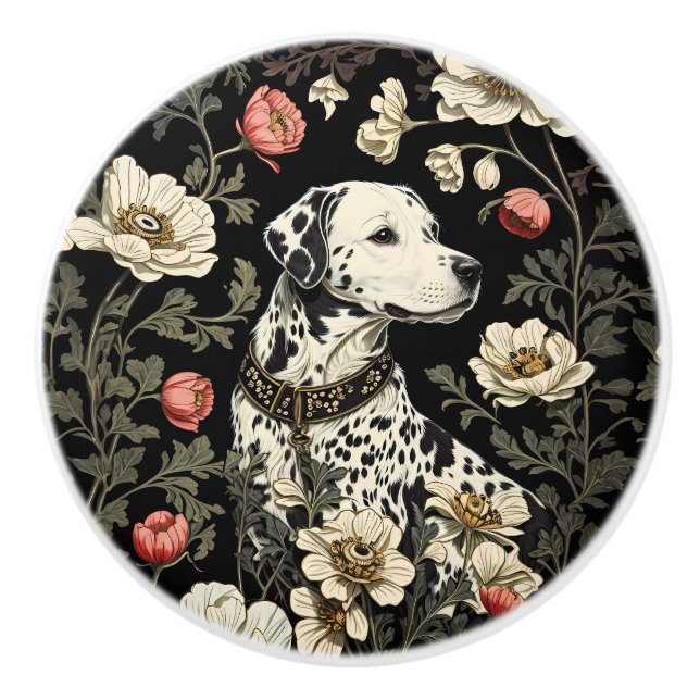 Elegant Dalmatian William Morris Inspired Keramikknauf (Vorderseite)