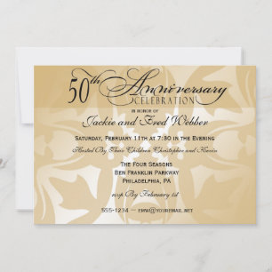 Elegant Damask 50 Jahre Party Einladung