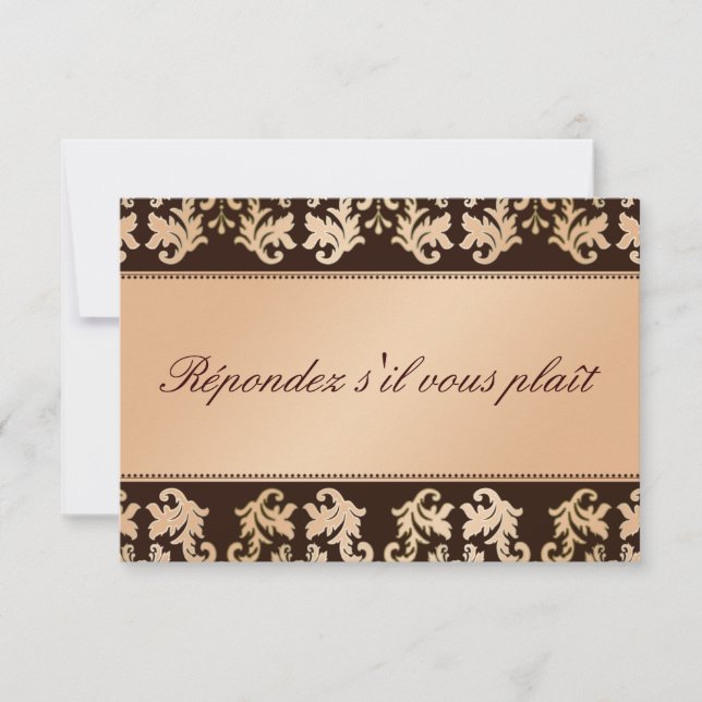 Elegant Damask Autumn Reverie Wedding RSVP Karte (Vorderseite)