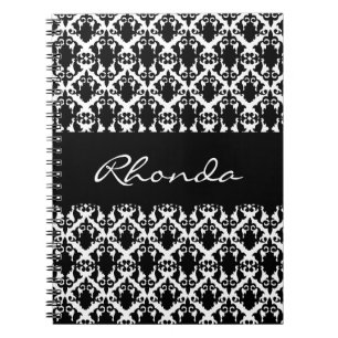 Elegant Damask Black and White Notizblock